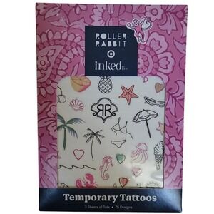 Roller Rabbit x Inked by Dani Temporary Tattoos 3 Sheets 75+ Designs Kids New